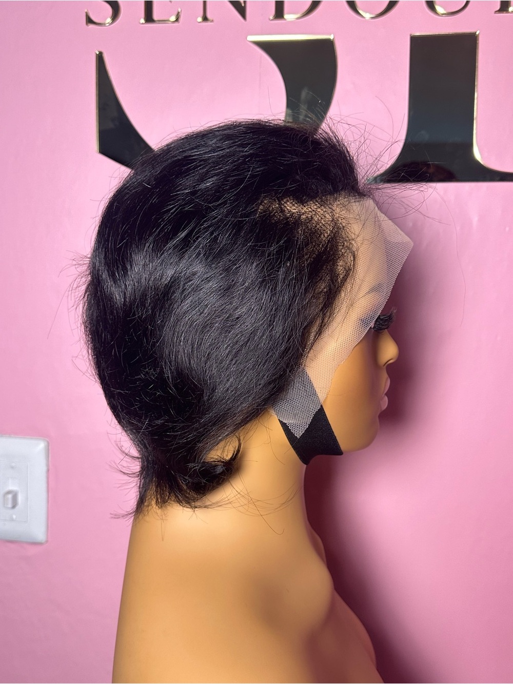 Black Lace Front Short Human Hair Wig - 13/4 Unbranded